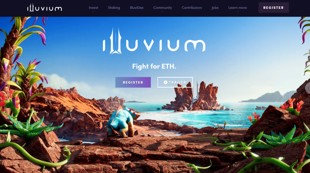 The screenshot of the Illuvium site homepage