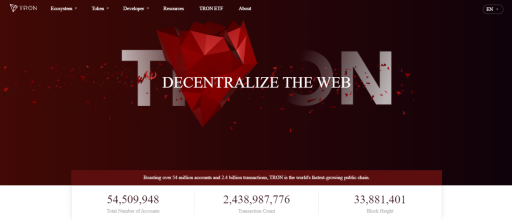 Home page of TRON