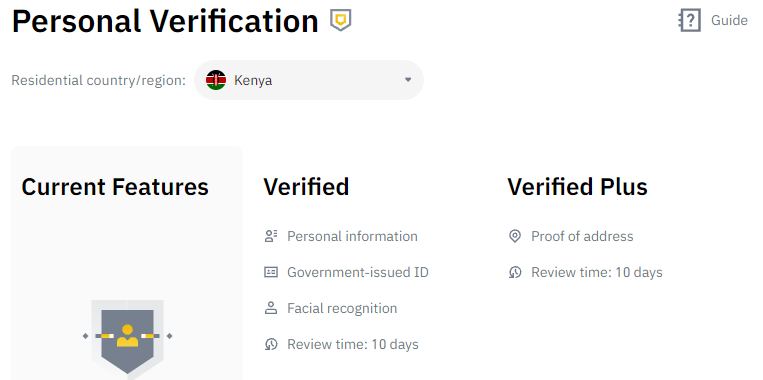 Image showing Binance account verification