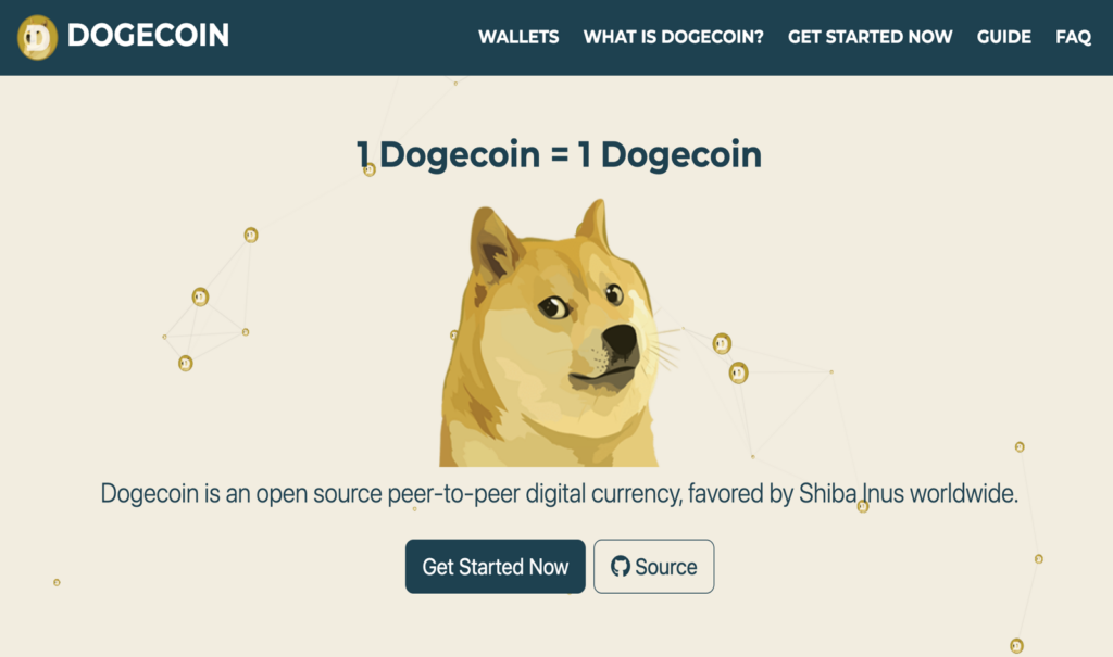 Dogecoin’s home page