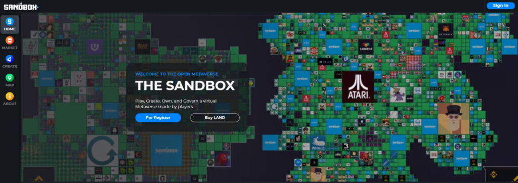 The SandBox home page