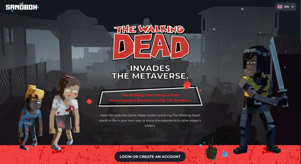 Homepage of The Walking Dead’s project on The Sandbox