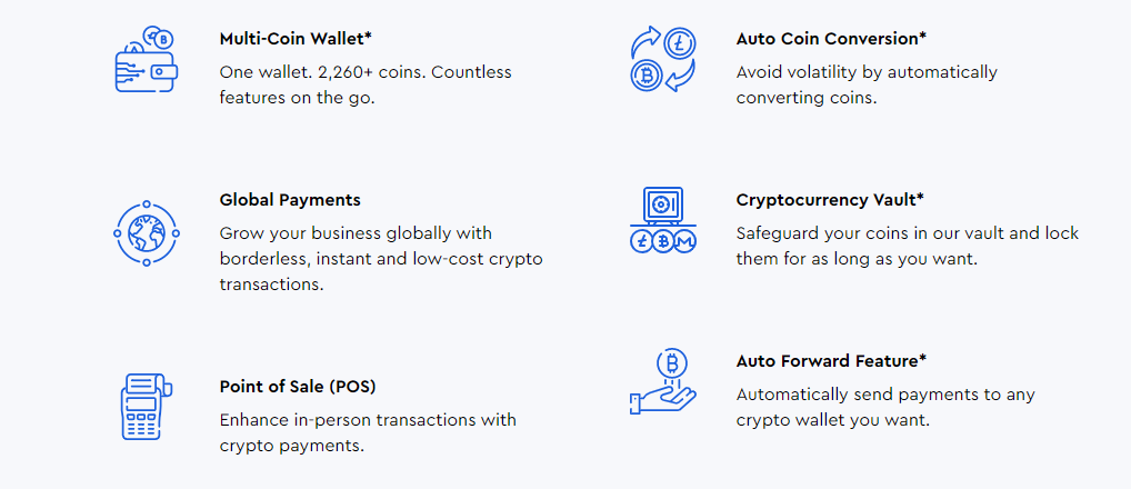 Features of CoinPayments Wallet.