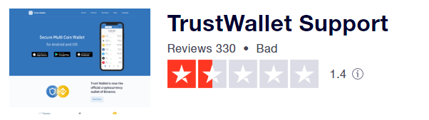 The app’s page on Trustpilot.