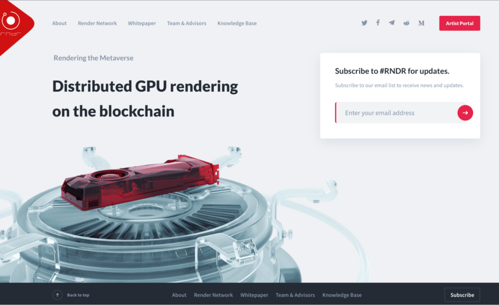 The Render Network's homepage