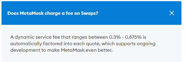 Fee charged by Metamask.