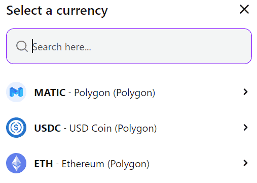 List of coins.