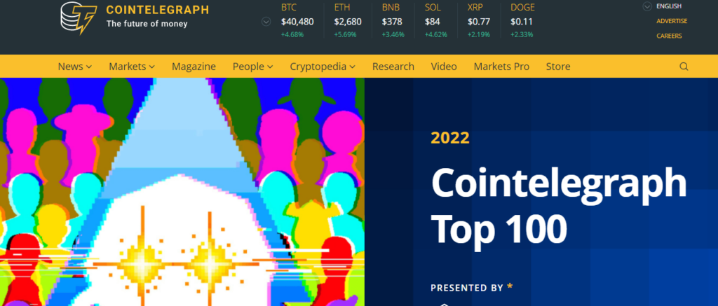 Cointelegraph home page
