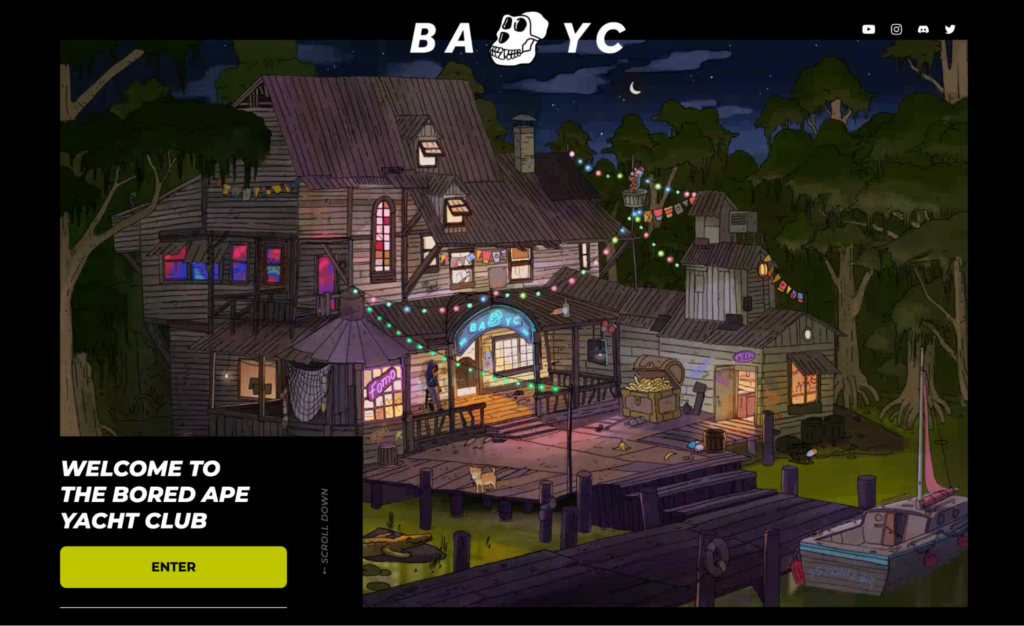 Bored Ape Yacht Club’s homepage