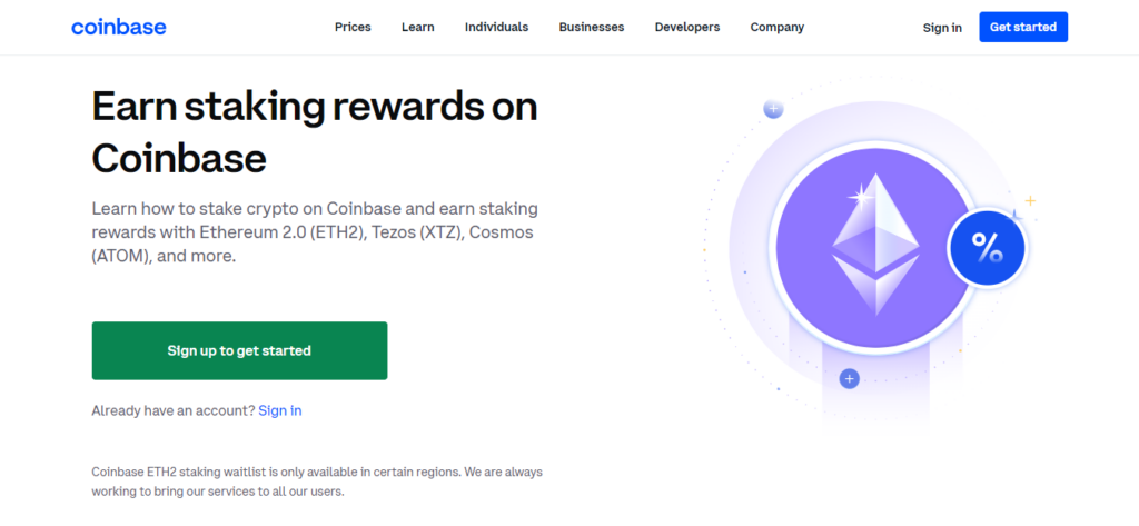 The Coinbase staking platform.