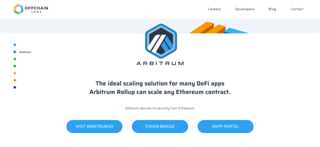 The Arbitrum page on the Offchain Labs website.