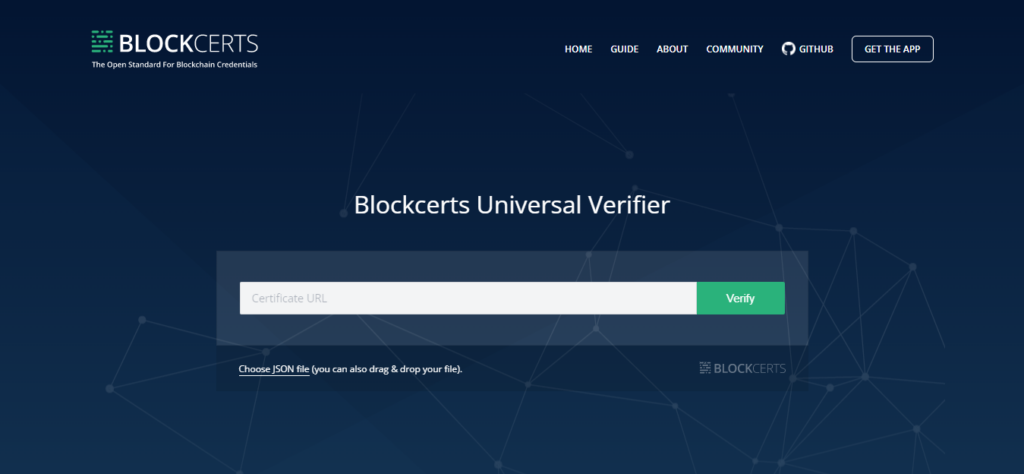 The Blockcerts landing page.