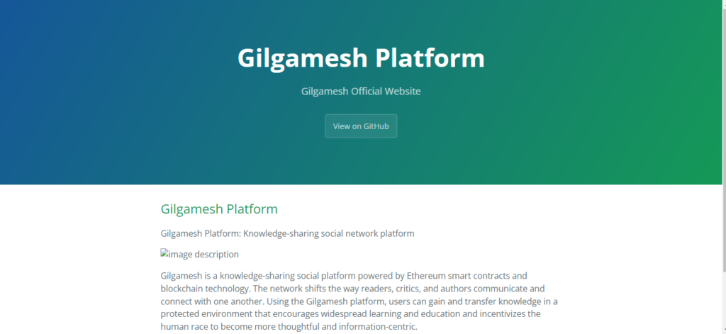 The Gilgamesh landing page.  