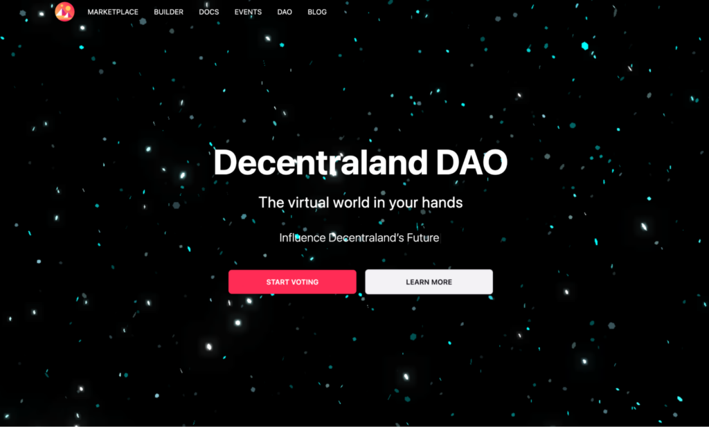 Decentraland DAO’s homepage