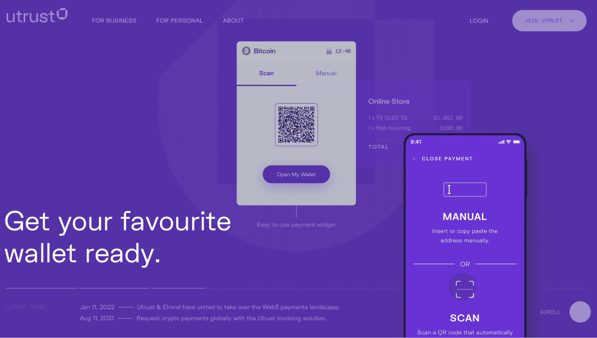 Utrust’s homepage