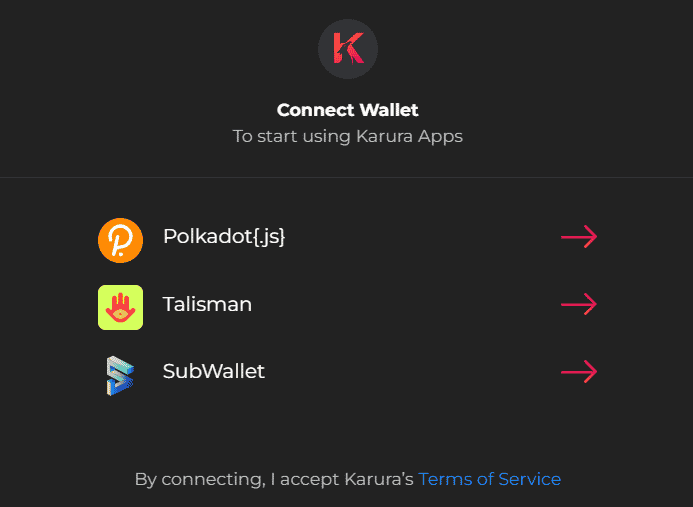 Wallets compatible with Karura